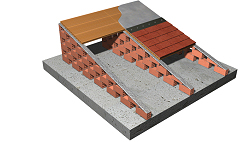 Painel cerâmico e muretes sobre laje de concreto (não incluída neste preço)