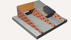 Painel cerâmico e muretes sobre laje de concreto (não incluída neste preço)